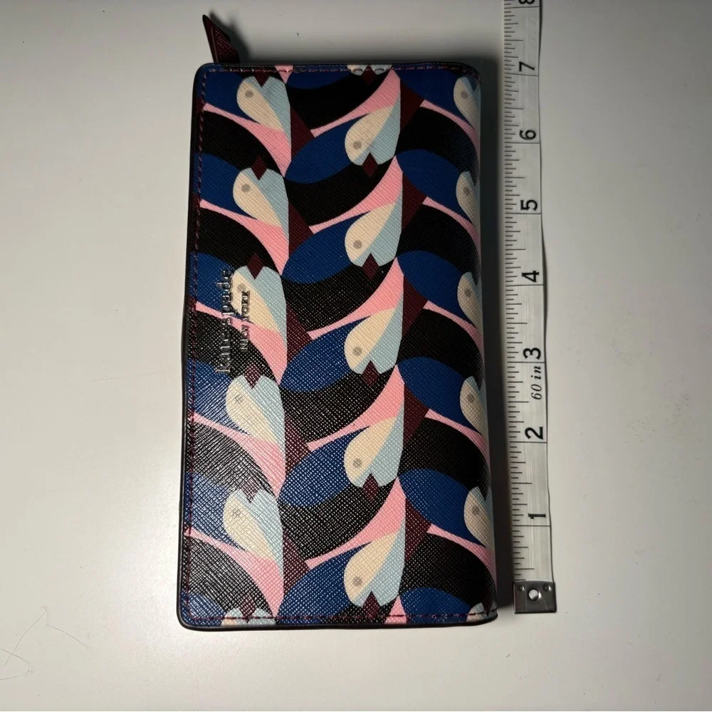 Kate Spade Cameron Geo Birds Large Slim Bifold Wallet